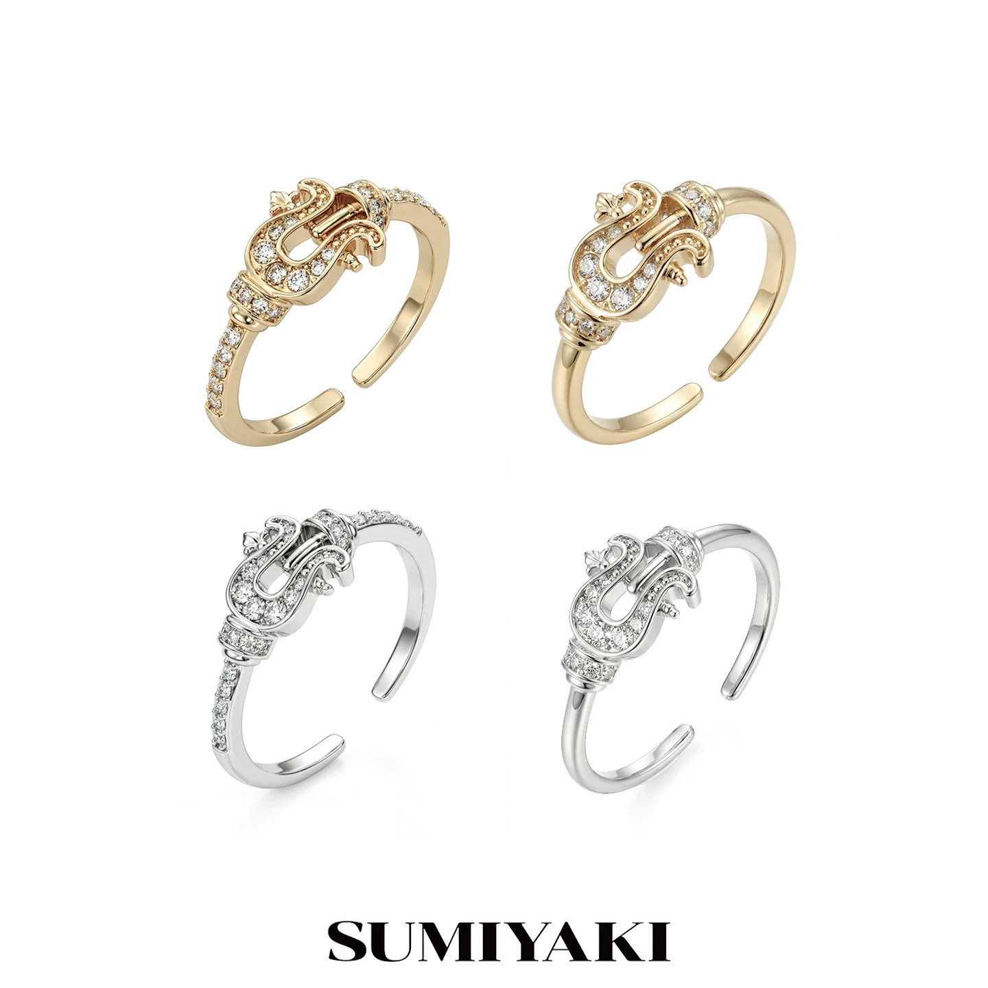 SUMIYAKI马年系列马蹄扣简约戒指轻奢高级镶钻本命年情侣新年礼物