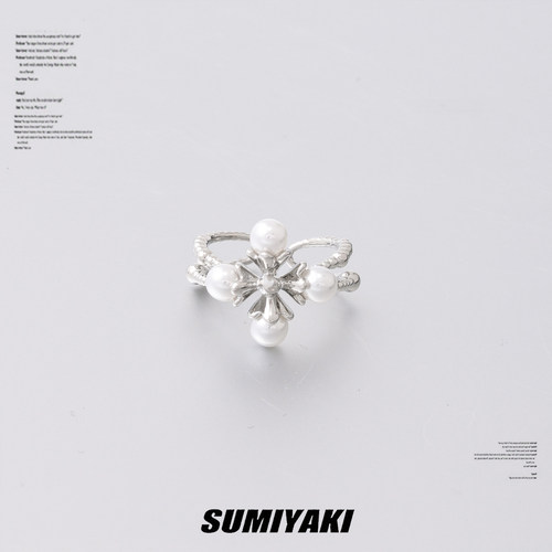sumiyaki十字架珍珠系列交叉戒指