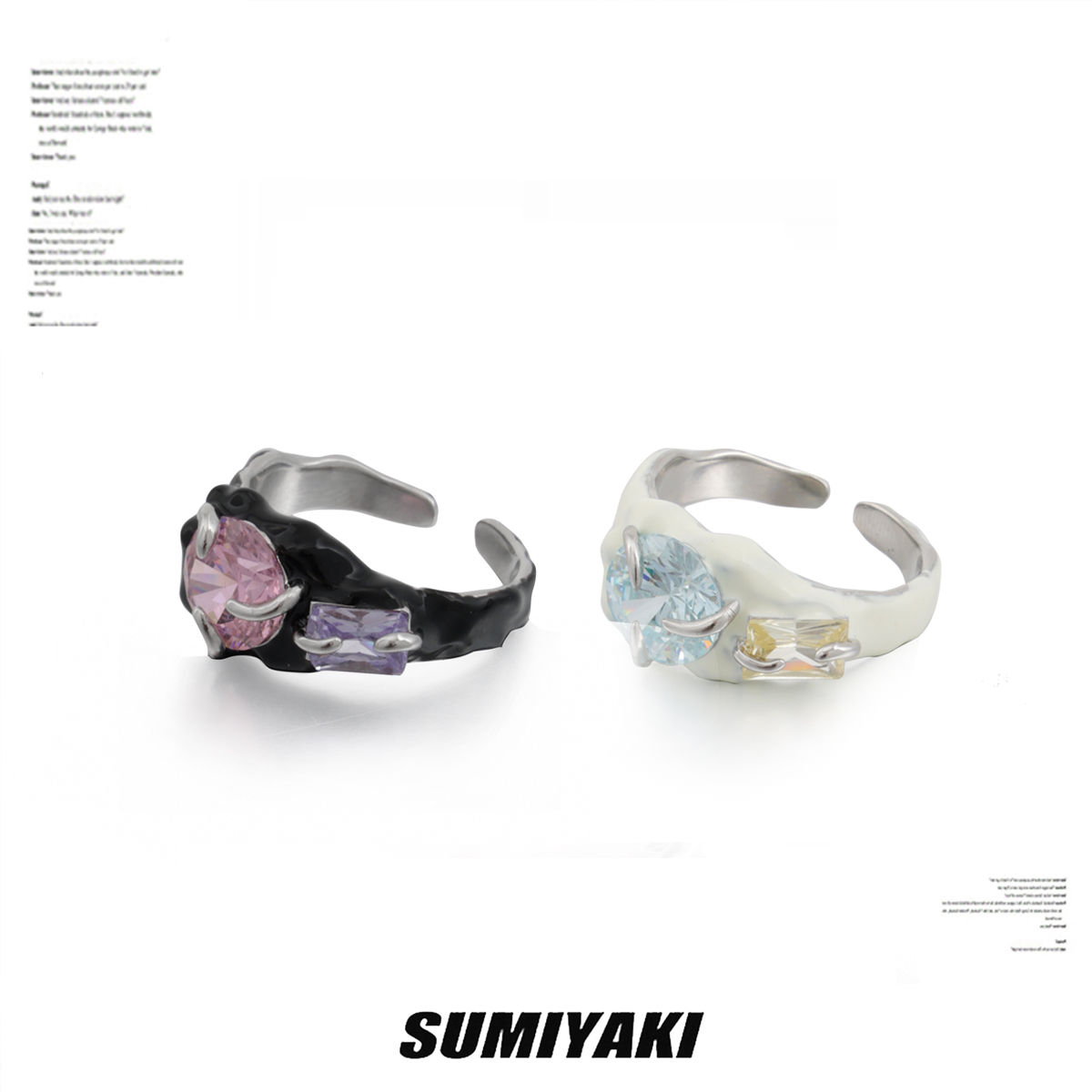 SUMIYAKI情侣彩色锆石戒指