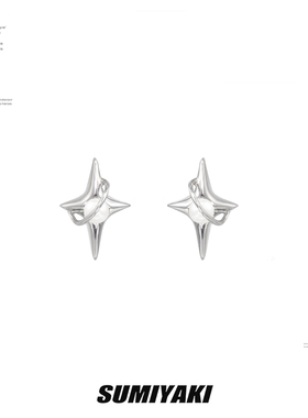 SUMIYAKI S925通体纯银原创设计珍珠立体星星耳环立体小耳钉耳饰