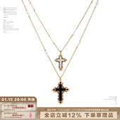 SUMIYAKI 十字架系列美式 复古风双层项链小众颈链可拆两条