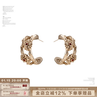 SUMIYAKI雏菊系列复古C圈耳环s925银针耳饰