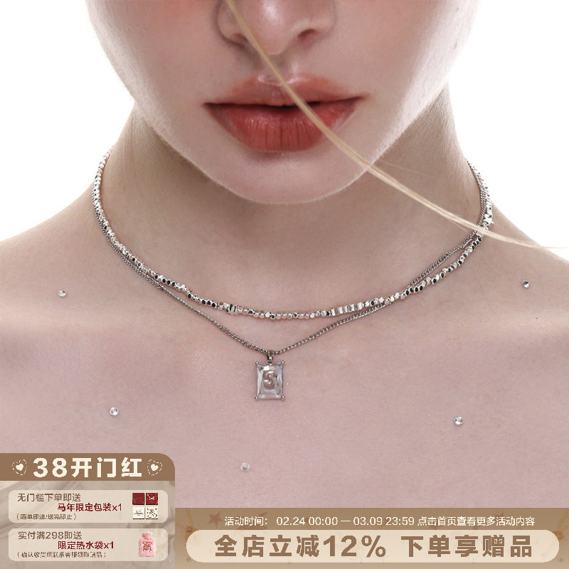 SUMIYAKI 双层叠戴项链轻奢小众高级串珠锁骨链多层时尚百搭吊坠 - SUMIYAKI 感冒出品