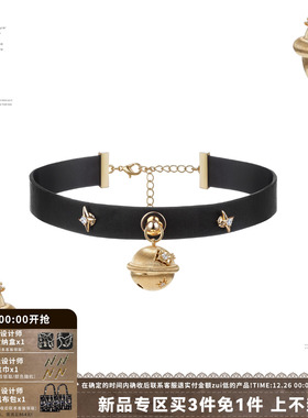 圣诞新年铃铛皮革项链choker