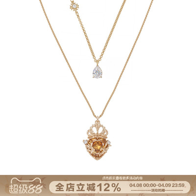复古金属皇冠项链小众双层锁骨链