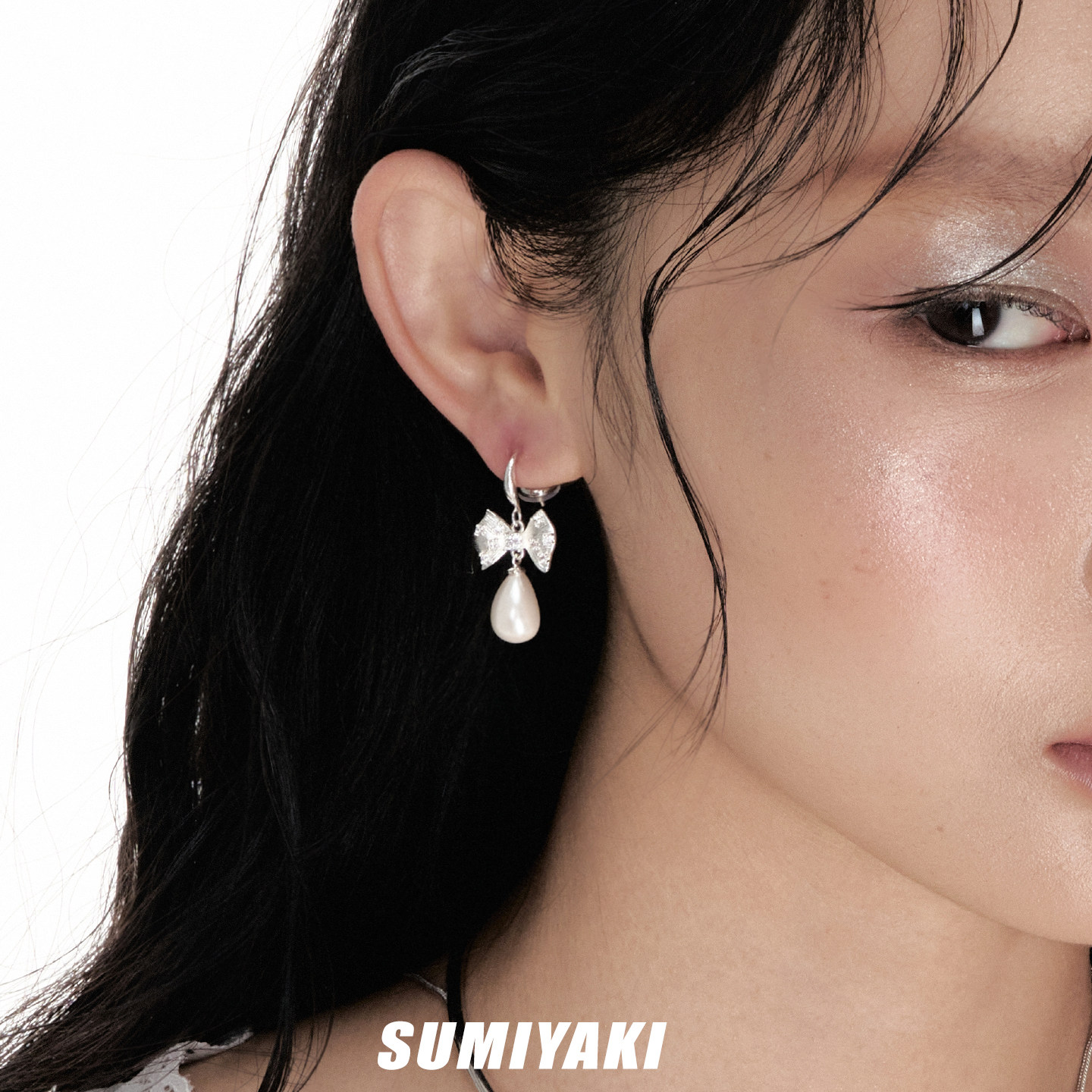 SUMIYAKI絮语系列拉丝蝴蝶结耳环珍珠高级感流苏耳饰耳勾