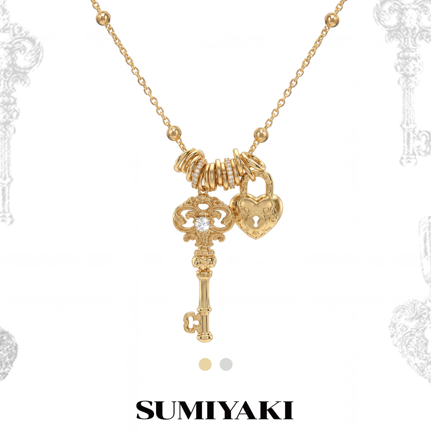 SUMIYAKI爱锁芯系列原创复古项链长款爱心高级饰品精致锁骨链新