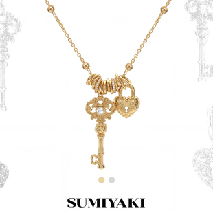SUMIYAKI爱锁芯系列原创复古项链长款爱心高级饰品精致锁骨链新