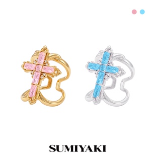 SUMIYAKI 绮梦系列十字架锆石戒指双层叠戴指环情侣对戒小众设计