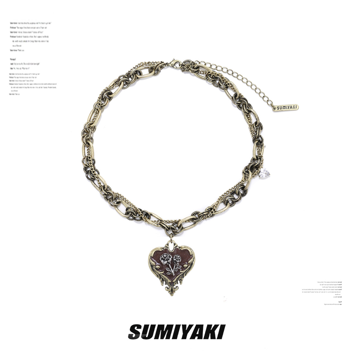 SUMIYAKI 复古摩登千金女孩 焦糖玫瑰古巴链女小众辣妹皮革锁骨链