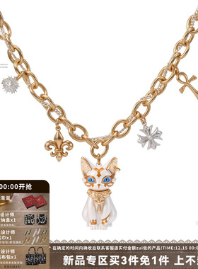 埃及法老猫项链安卡十字架锁骨链