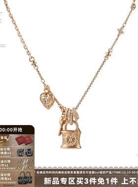 美式复古雏菊项链爱心锁毛衣链