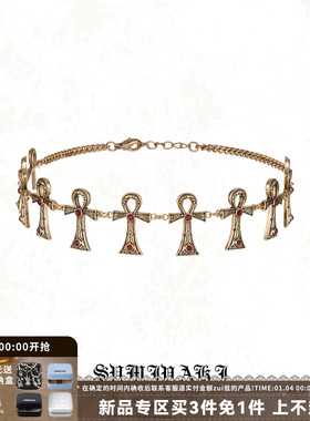 生命之匙安卡十字架复古风锁骨链