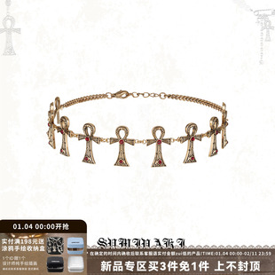 SUMIYAKI 生命之匙安卡十字架复古风锁骨链小众时尚颈链