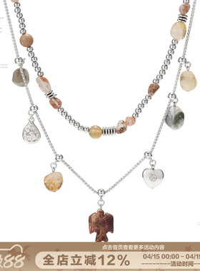 天然石水晶轻奢叠戴双层项链