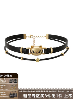 傲娇猫咪双层锁骨链圣诞礼物项链