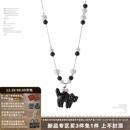 SUMIYAKI 黑色小猫珍珠项链小众设计感抽拉黑白毛衣链女