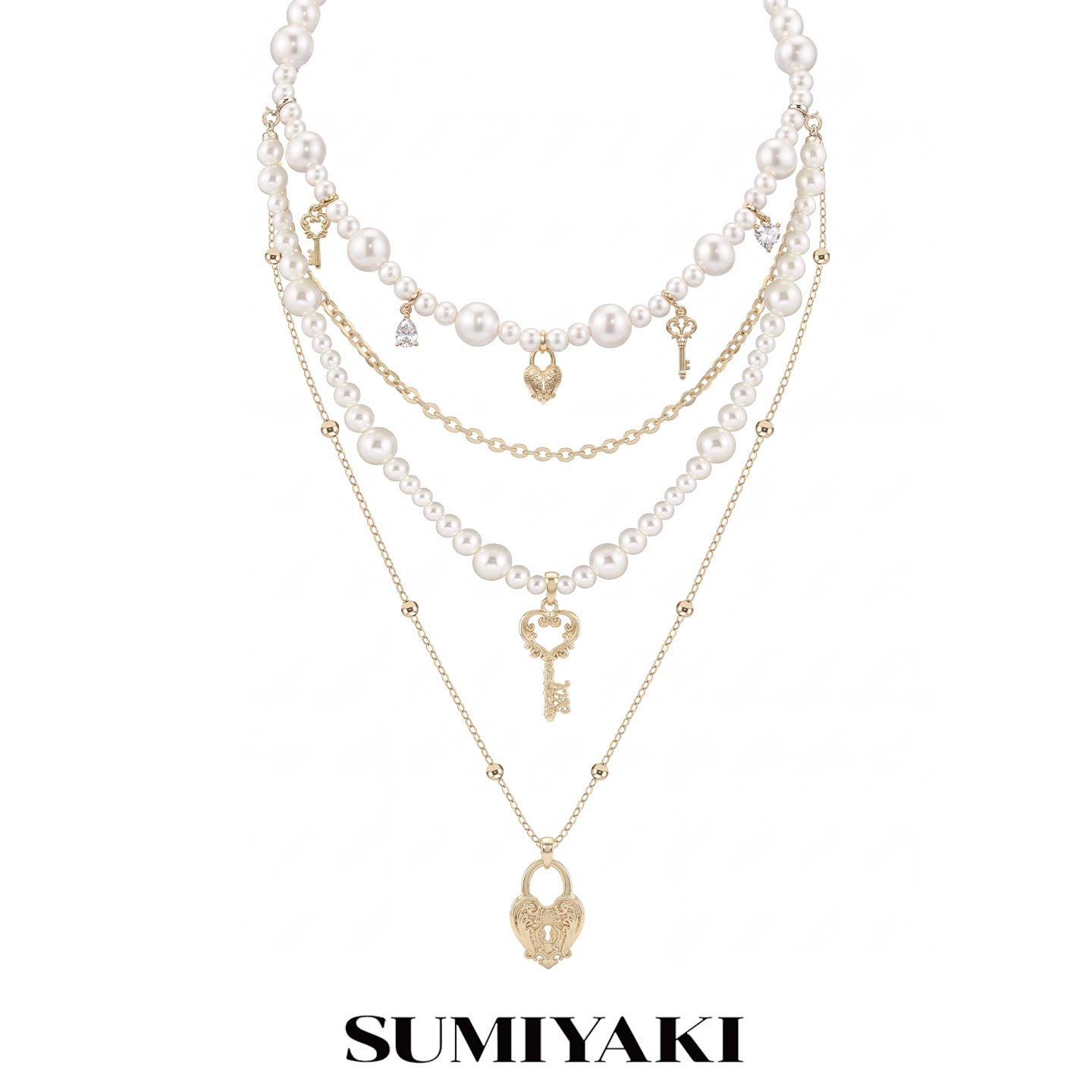 SUMIYAKI 爱锁芯系列多层叠戴珍珠项链新款毛衣链女配饰轻奢小众