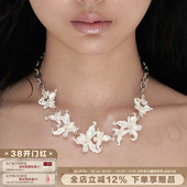 SUMIYAKI苍白诉说系列纯白鸢尾花项链小众Choker女 明星同款