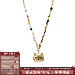 SUMIYAKI 不高兴猫咪长款项链童趣可爱毛衣链甜酷圣诞礼物