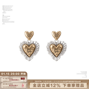 SUMIYAKI 烟花爱心系列复古美拉德爱心耳环女