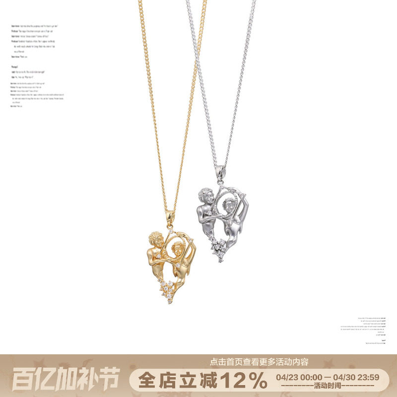 SUMIYAKI美式复古天使梦境项链厚镀18K金/银色洛丽塔高级感毛衣链