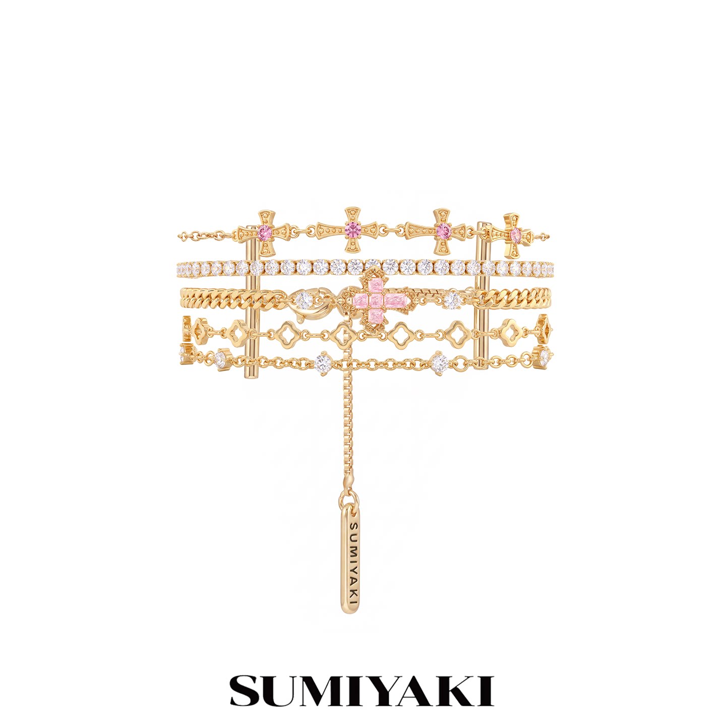 SUMIYAKI绮梦系列满钻十字架多层叠戴手链女款高级感首饰女生图片