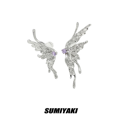 SUMIYAKI生化蝴蝶耳环液体金属风