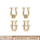 SUMIYAKI 马蹄扣系列轻奢镶钻耳环招财纳福转运珠耳扣复古U型耳圈