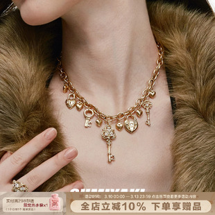 SUMIYAKI 爱锁芯系列复古金色钥匙吊坠项链女