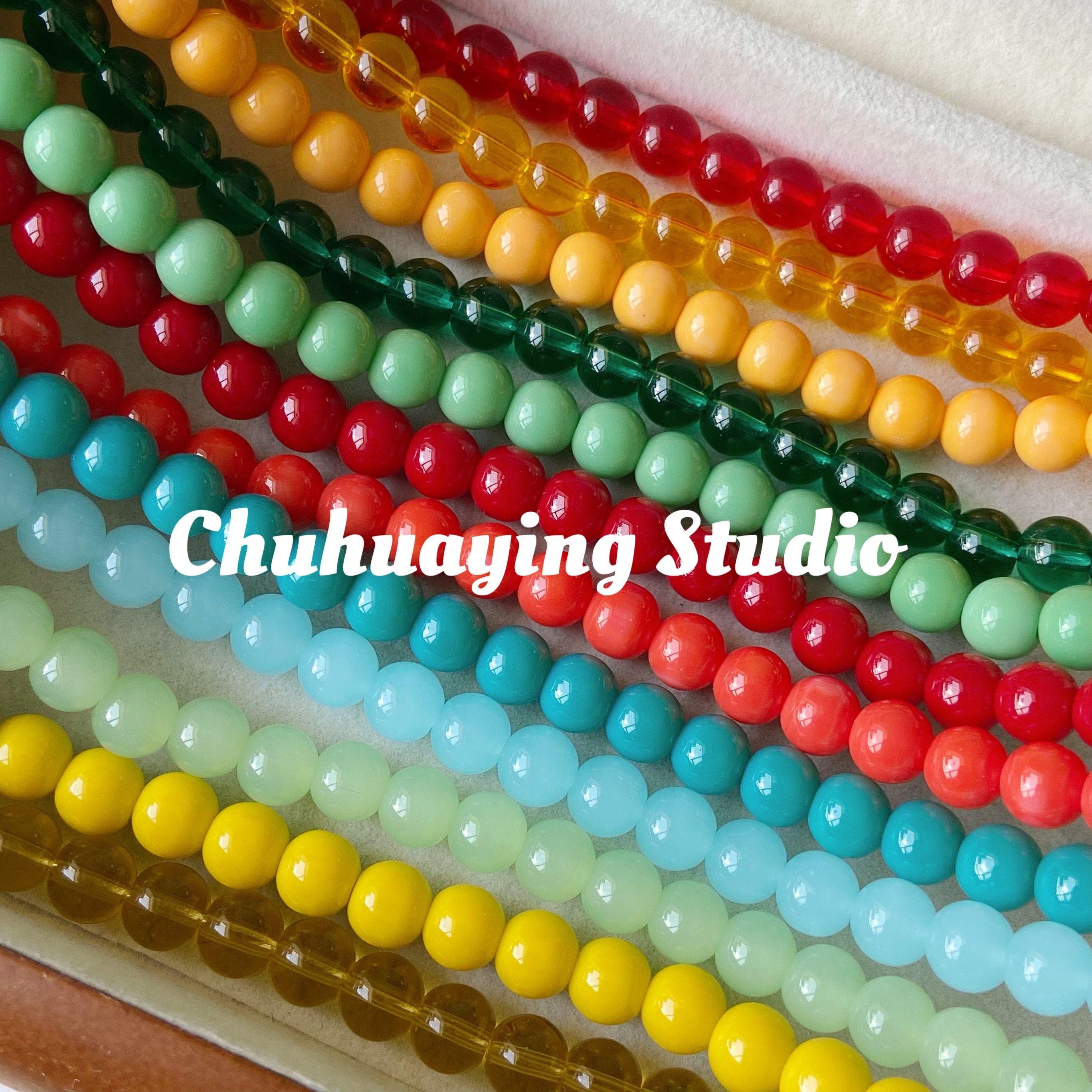 初花樱【糖果球】8mm彩色童趣琉璃珠玻璃散珠串珠diy手链项链材料