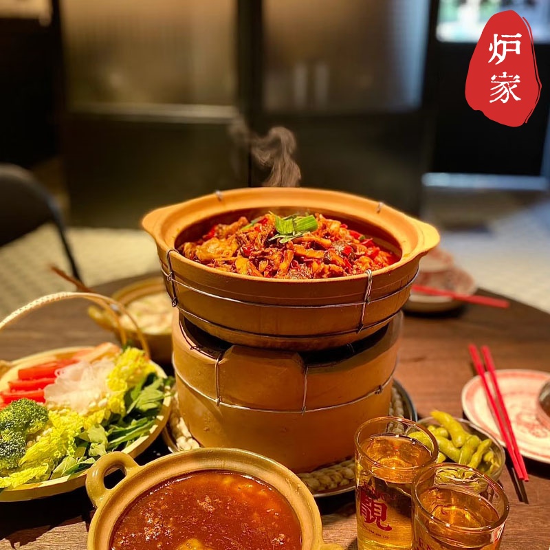 老式炭炉红泥小火炉烧烤火锅木碳炉打边炉商用家用港式陶土砂锅炉