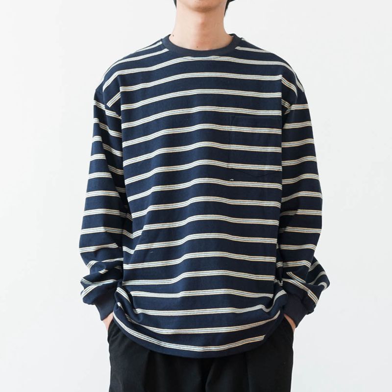 色织条纹宽松圆领套头薄款卫衣男