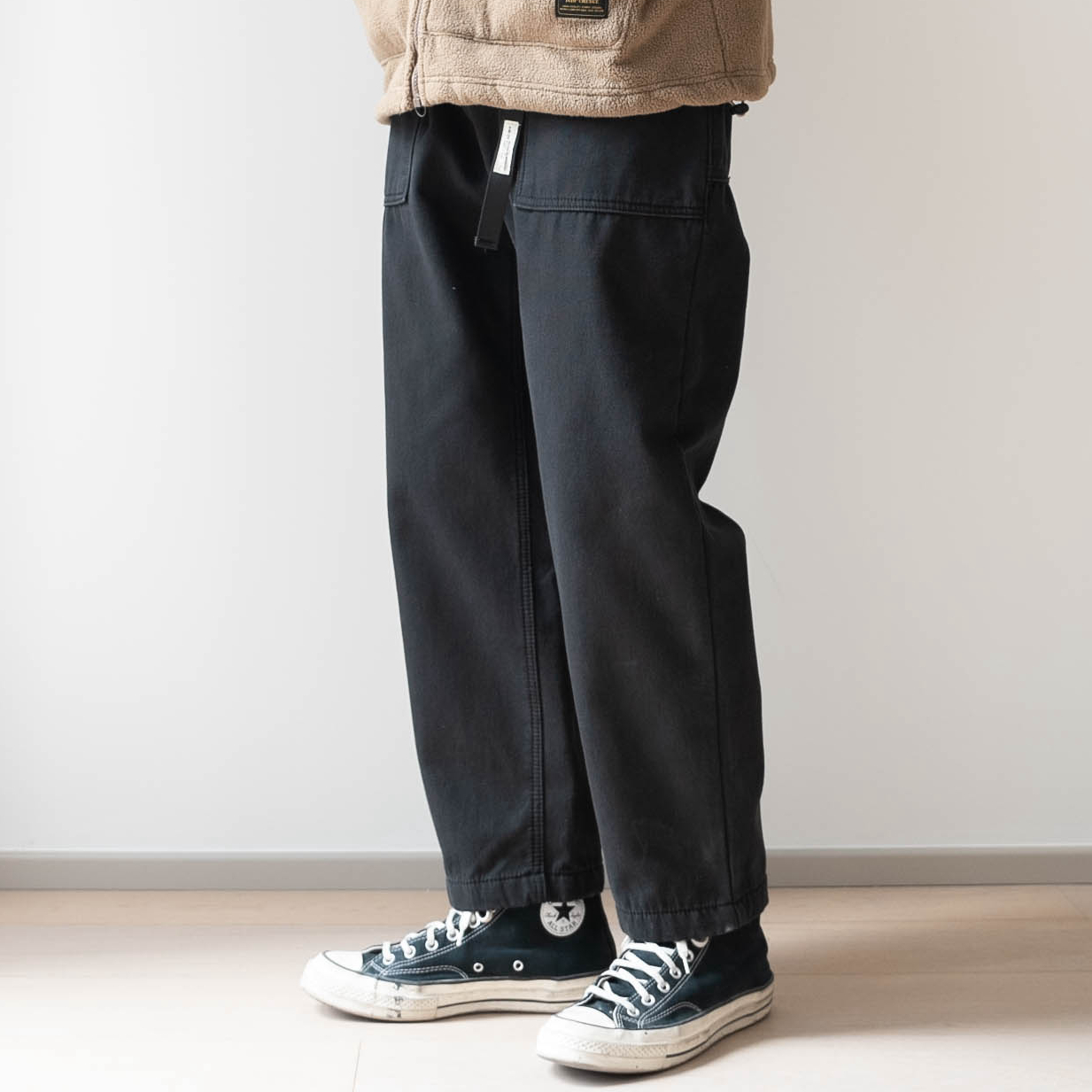 日系复古纯棉加绒加厚宽松休闲裤