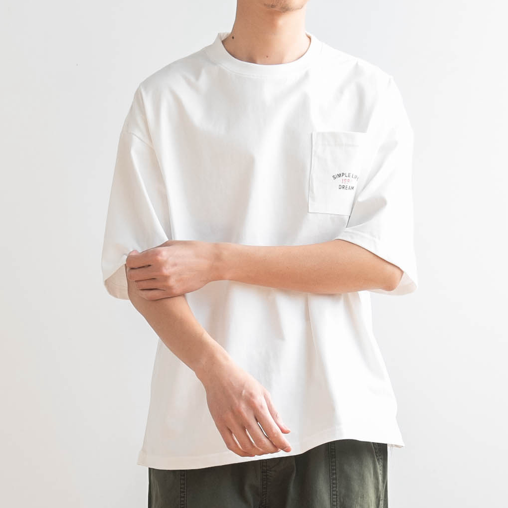 户外风口袋印花宽松圆领T恤衫