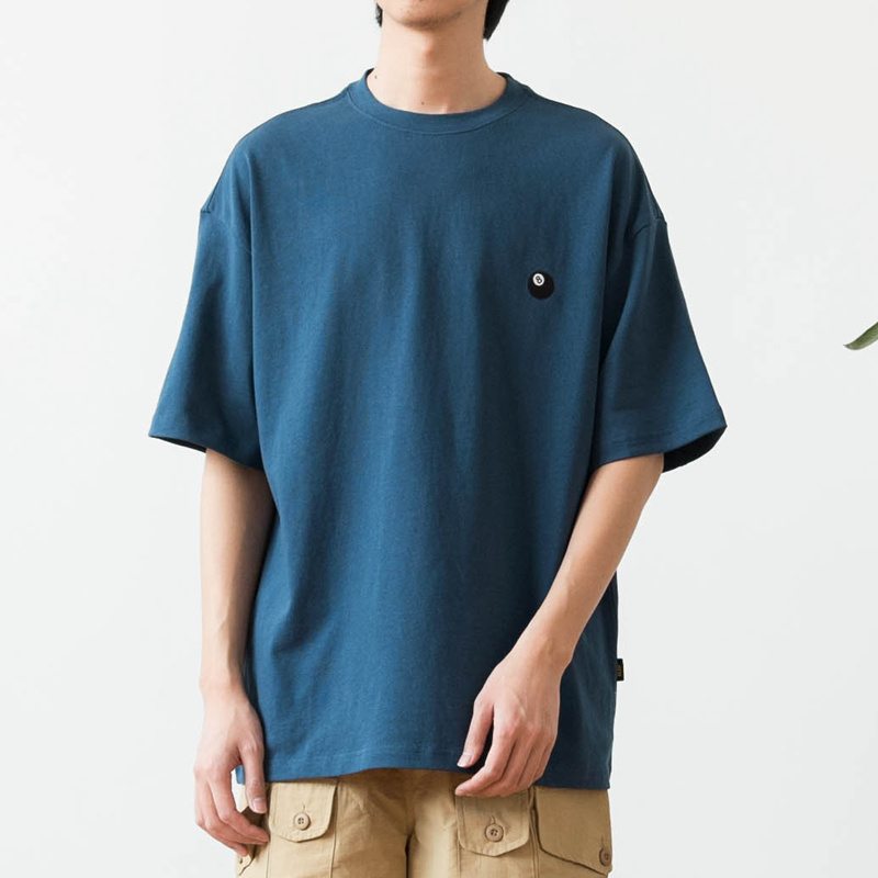 精致台球刺绣宽松落肩短袖T恤