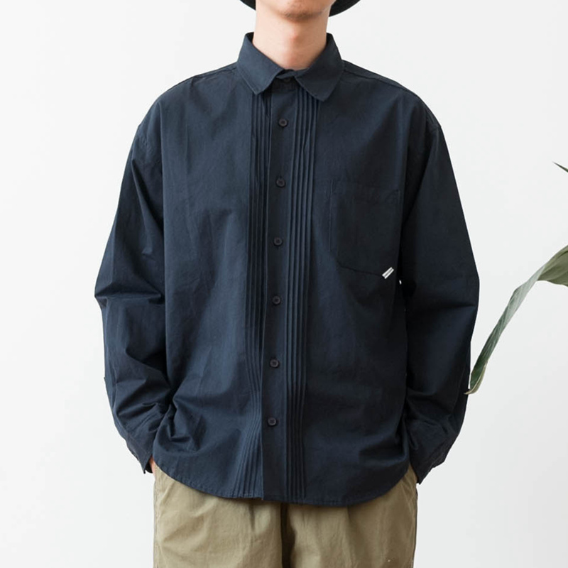纯色百搭工装长袖衬衫男