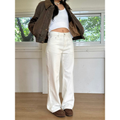 cleanfit纯白色垂顺亲肤全棉直筒中腰牛仔长裤 经典 美式 SpenPack