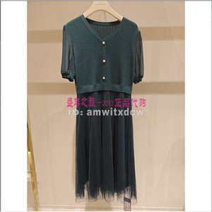 NAERSI娜尔思专柜正品连衣裙NF09344I6春秋季新款V领女裙原4590