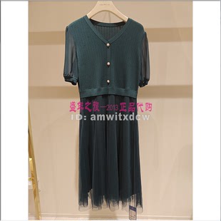 NAERSI娜尔思专柜连衣裙NF09344I6春秋季新款V领女裙原4590