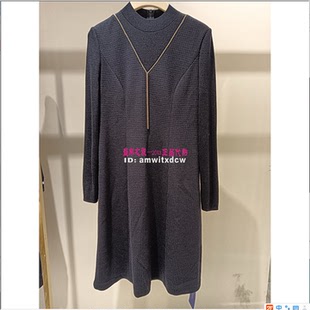 NAERSI娜尔思连衣裙专柜正品秋冬新款简约中裙NF08180Q8原2990