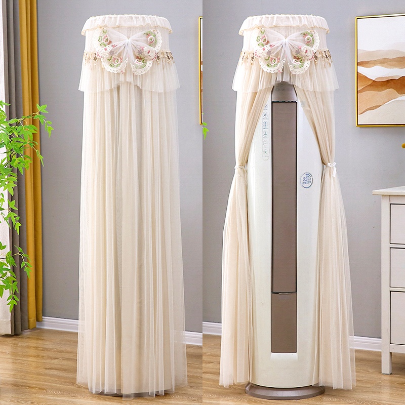 双层空调防尘罩蕾丝带衬圆柜机客厅空调套开机不取立式柜机装饰罩