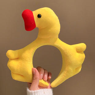 可爱搞怪黄色小黄鸭毛绒发箍女款 洗脸防滑敷面膜发卡秋冬头箍发饰