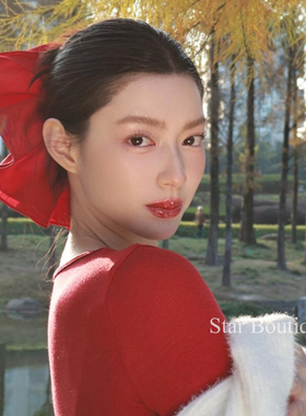 韩系复古红色缎面大肠发圈女高级感超大丸子头扎头发头绳绝美头饰