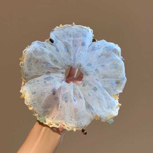 贝壳海星印花网纱大肠发圈女彩色