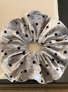 韩系银灰色波点丝绒大肠发圈女气质高级感扎头发头绳皮筋头饰秋冬