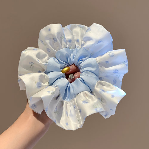小清新缎面花边大肠发圈女高级感