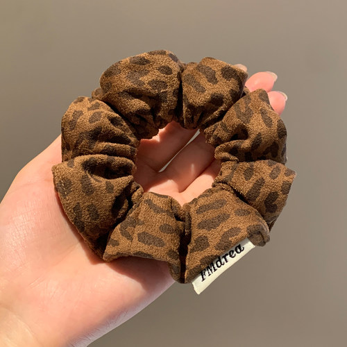 复古美拉德麂皮绒豹纹小肠发圈