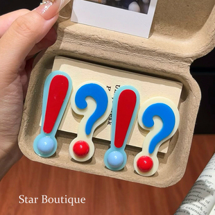 韩系可爱卡通叹号问号发夹侧边刘海夹子发卡少女心创意搞怪头饰