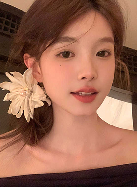 韩系精致白色花朵珍珠大肠发圈少女侧边低马尾扎头发头绳头花头饰